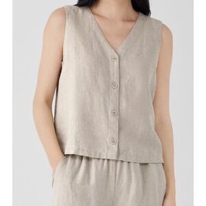 Eileen Fisher NWT $135 Organic Linen Vest Size Medium